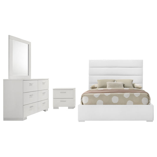 Felicity 4-piece Full Bedroom Set White High Gloss