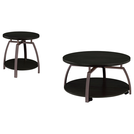 Dacre 2-piece Round Coffee and End Table Set Dark Charcoal