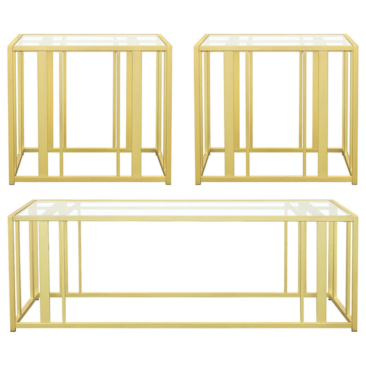 Adri 3-piece Coffee and End Table Set Matte Brass