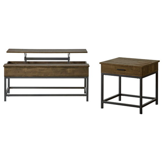 Byers 2-piece Lift Top Coffee and End Table Set Brown Oak