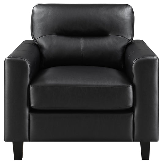 Scotland Faux Leather Upholstered Track Arm Chair Black