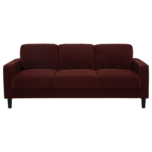 Ruth 77-inch Fabric Upholstered Track Arm Sofa Rust Red