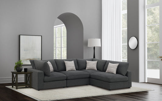 Serene 4-piece Upholstered Modular Sectional Sofa Charcoal