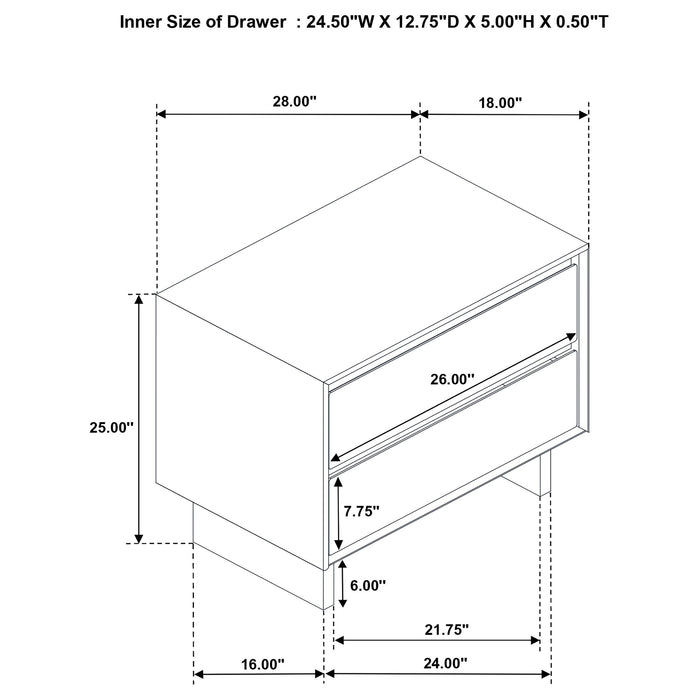 Glenwood 2-drawer Nightstand Bedside Table Warm Brown