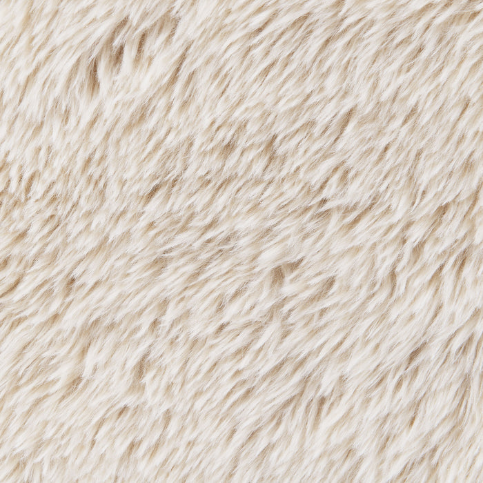 Fitzroy Faux Fur Upholstered Chair Solid Wood Arms Latte