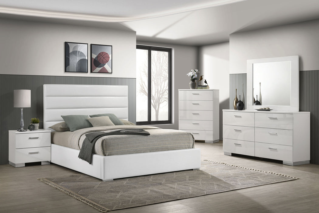 Felicity 5-piece Eastern King Bedroom Set White High Gloss