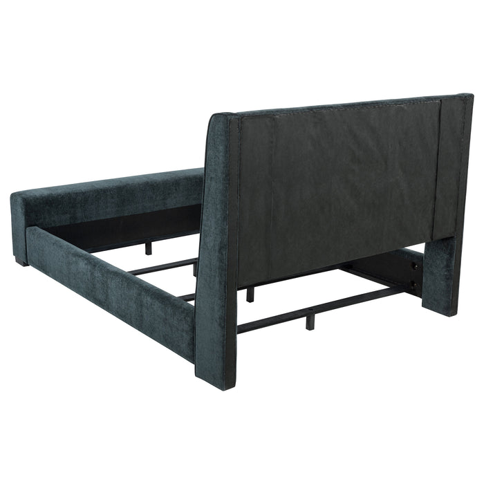 Preston Upholstered Queen Audio Flame Visualizer Bed Dark Blue