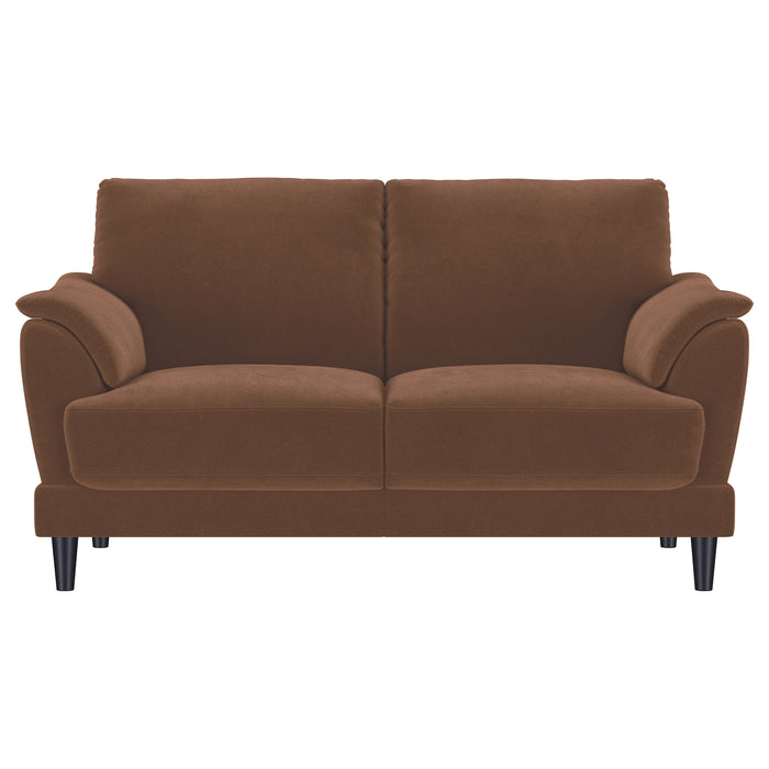 Selma 2-piece Velvet Upholstered Crescent Arm Sofa Set Rust