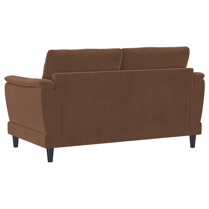 Selma Velvet Upholstered Crescent Arm Loveseat Rust