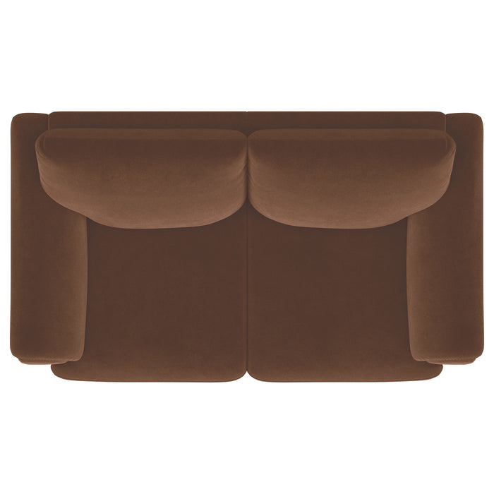 Selma Velvet Upholstered Crescent Arm Loveseat Rust