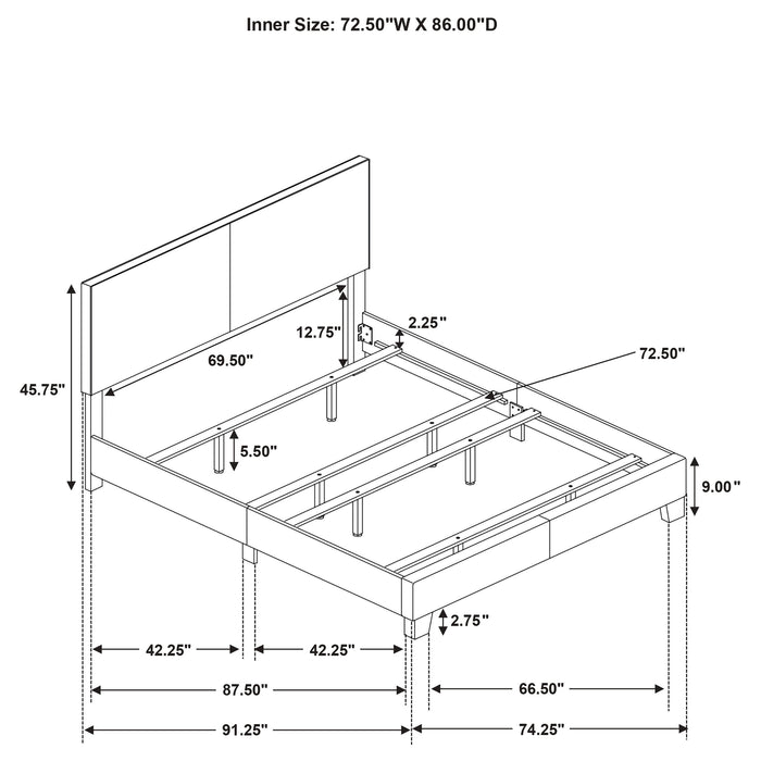 Dorian Fabric Upholstered California King Panel Bed Cream