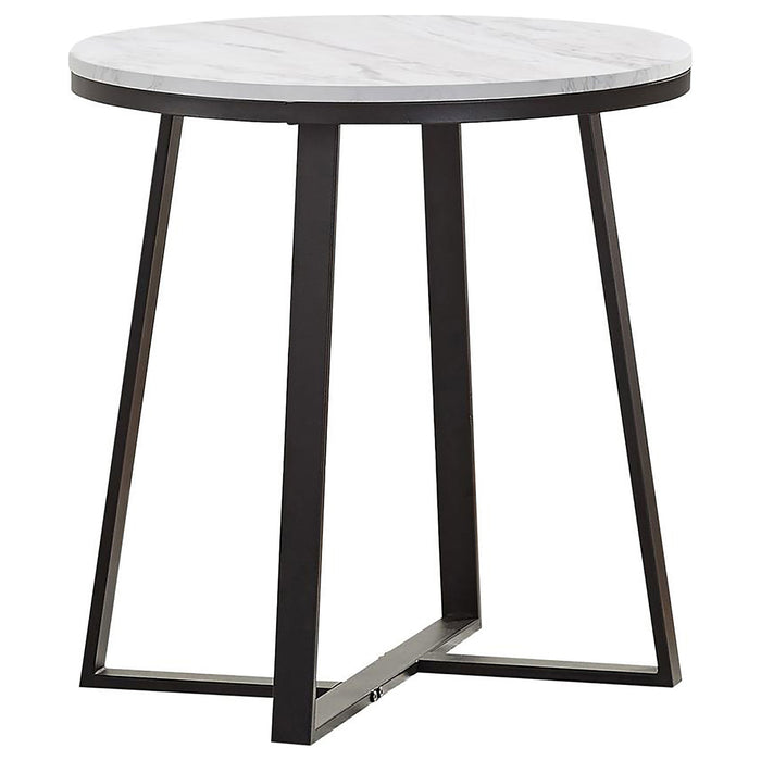 Hugo 2-piece Coffee and End Table Set White Faux Marble