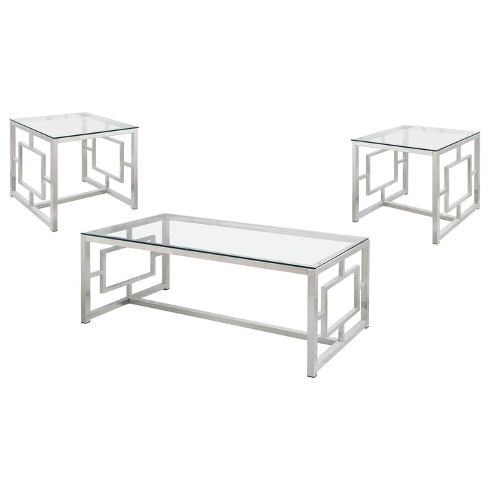 Merced 3-piece Rectangular Coffee and End Table Set Nickel