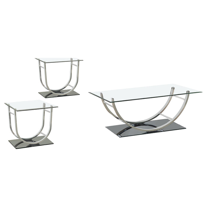 Danville 3-piece Glass Top Coffee and End Table Set Chrome