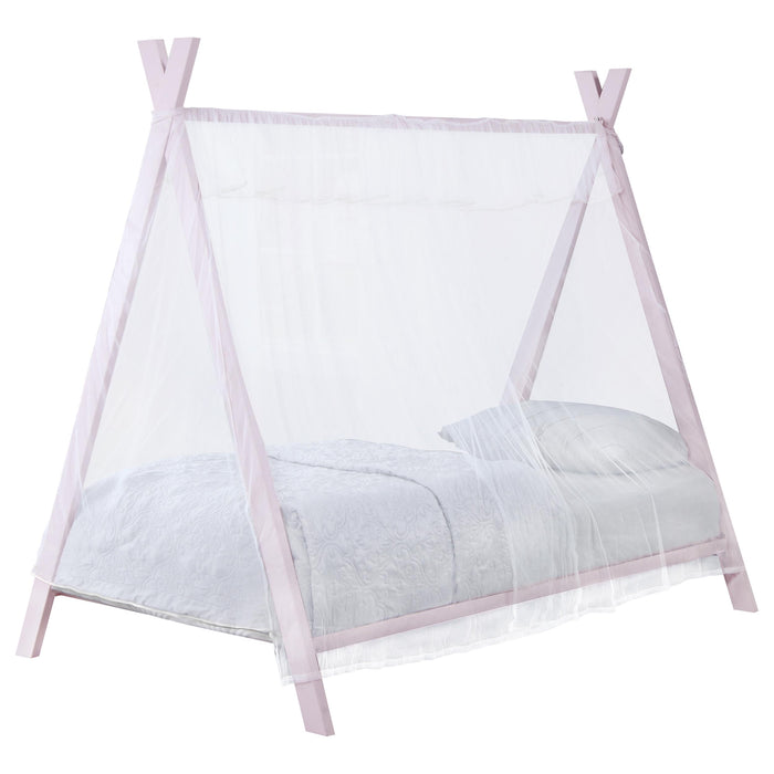 Fultonville Metal Twin Tent Bed with 7-inch Mattress Pink