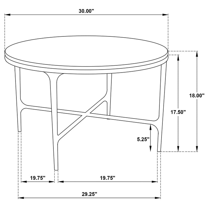 Hermas 2-piece Round Marble Coffee and End Table Set White