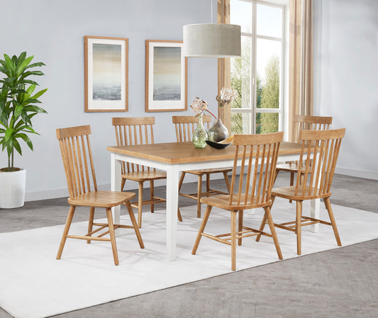 Andrews 7-piece Rectangular Dining Set Light Ash and White