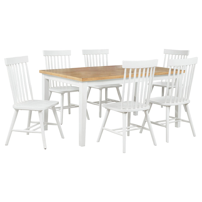 Andrews 7-piece Rectangular Dining Set Light Ash and White