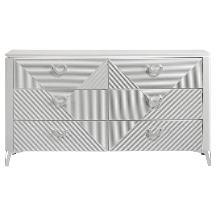 Cassia 6-drawer Bedroom Dresser Cabinet White High Gloss
