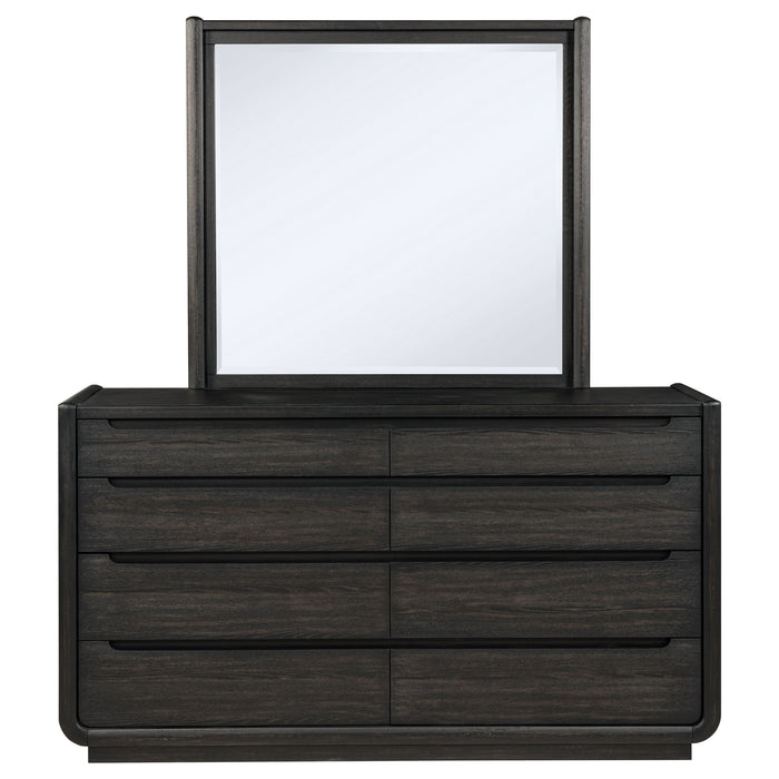 Leandro 8-drawer Bedroom Dresser with Mirror Burnished Black