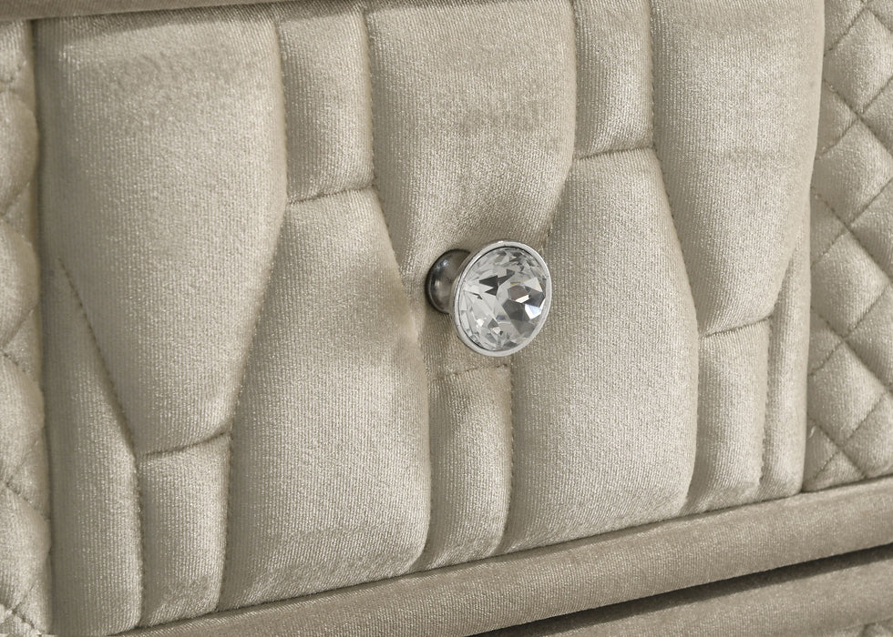 Lorient 5-drawer LED Chest of Drawers Ivory and Camel