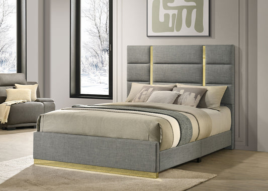 Ines 52-inch Fabric Upholstered Queen Panel Bed Grey