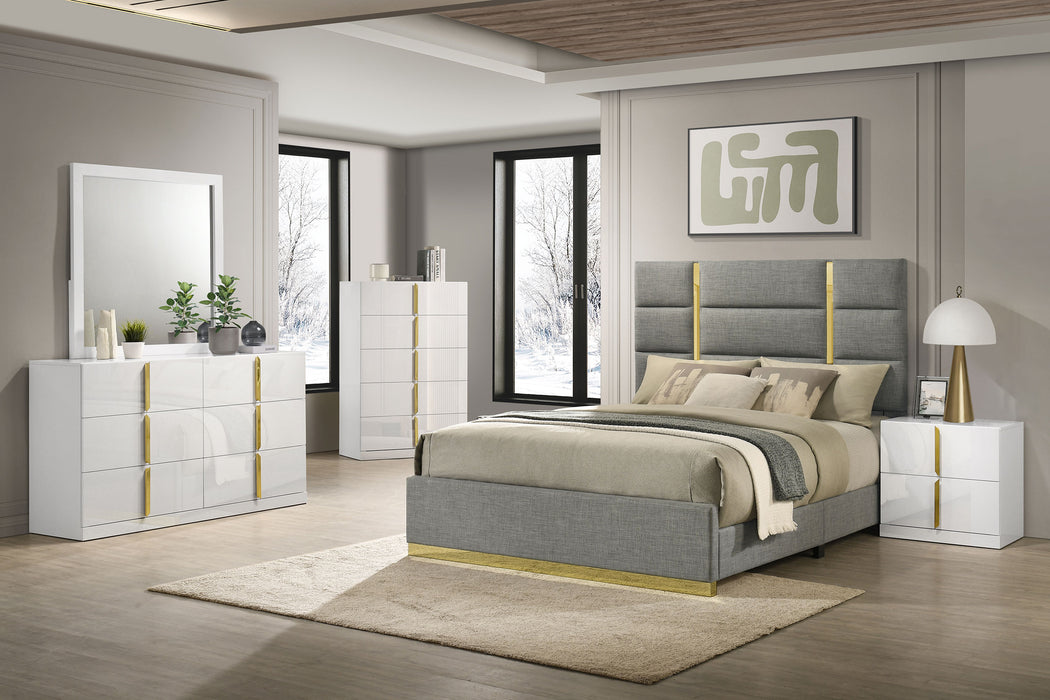 Ines 52-inch Fabric Upholstered Queen Panel Bed Grey