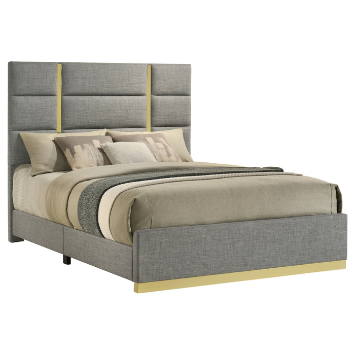 Ines 52-inch Fabric Upholstered Queen Panel Bed Grey