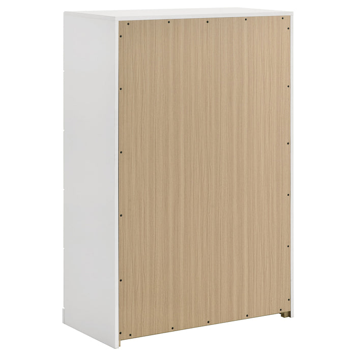 Ines 5-drawer Bedroom Chest of Drawers White High Gloss