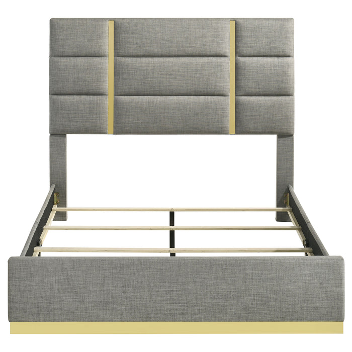 Ines 52-inch Fabric Upholstered Queen Panel Bed Grey