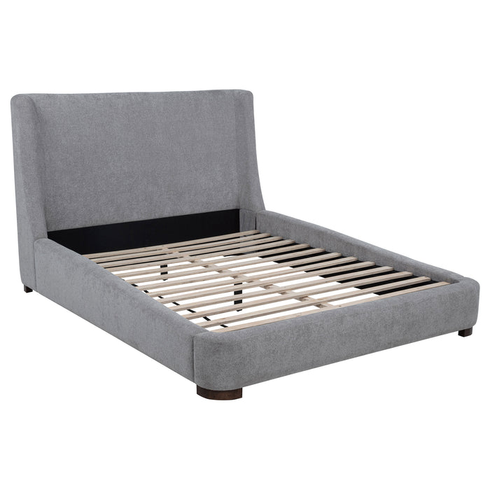Rennes Upholstered Eastern King Wingback Platform Bed Grey