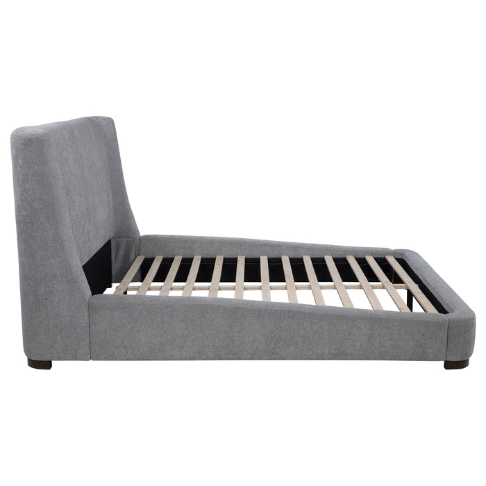 Rennes Upholstered Eastern King Wingback Platform Bed Grey