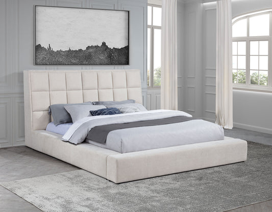 Dreux Upholstered California King Panel Platform Bed Cream