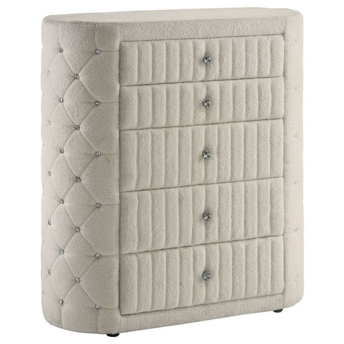 Sonya 5-piece Upholstered Queen Bedroom Set Ivory