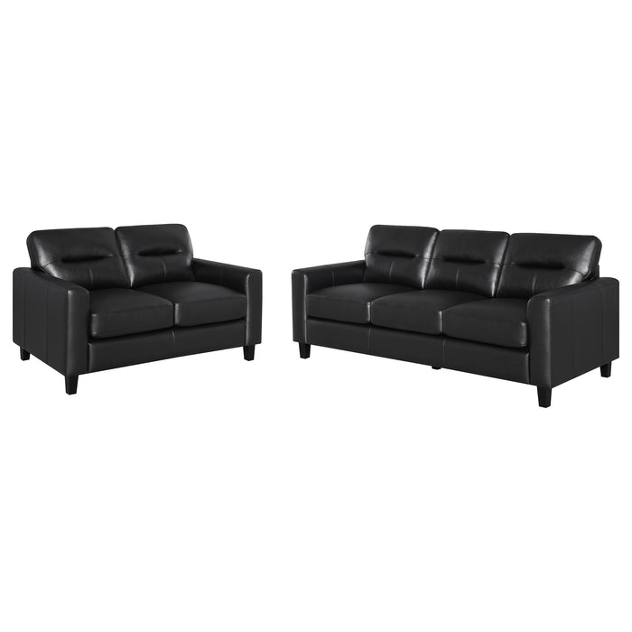 Scotland 2-piece Faux Leather Upholstered Sofa Set Black