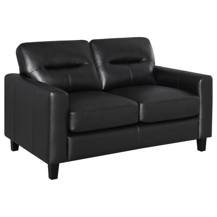 Scotland 3-piece Faux Leather Upholstered Sofa Set Black