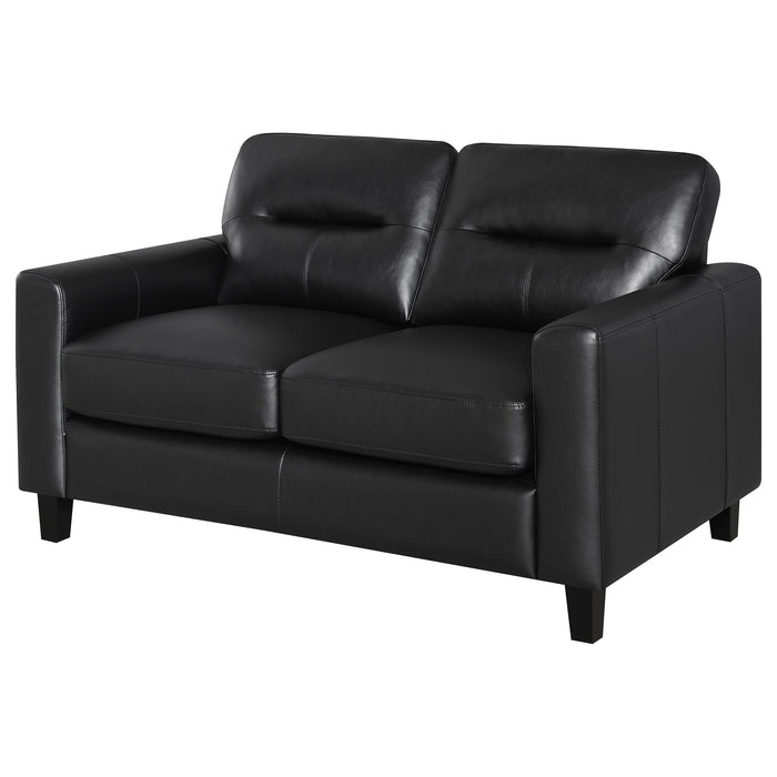 Scotland Faux Leather Upholstered Track Arm Loveseat Black