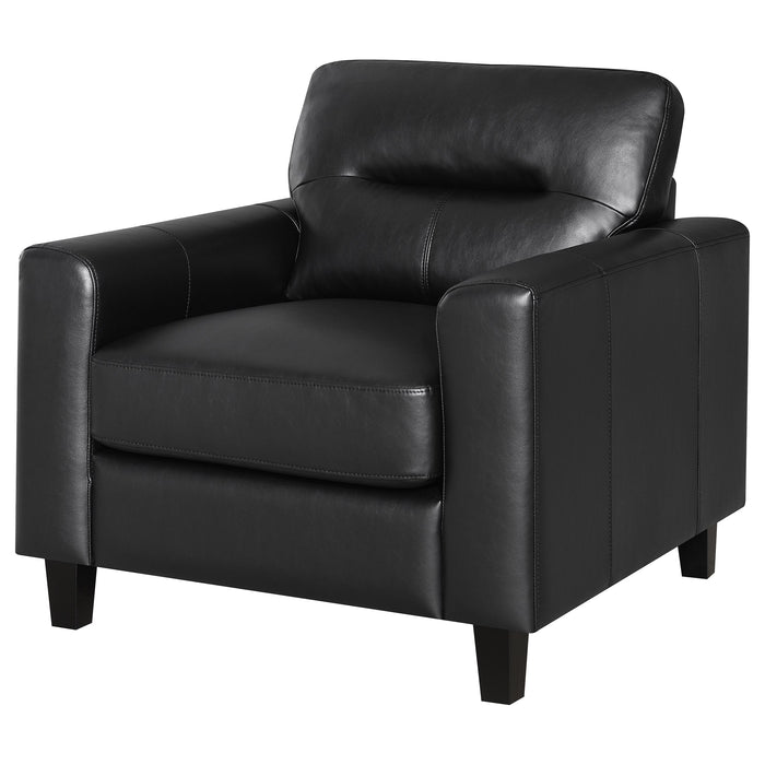 Scotland Faux Leather Upholstered Track Arm Chair Black