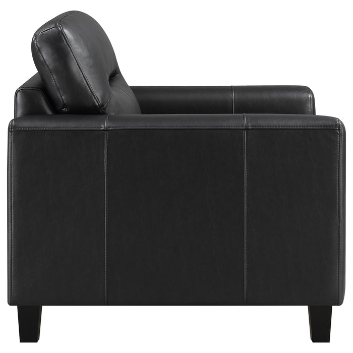Scotland Faux Leather Upholstered Track Arm Chair Black