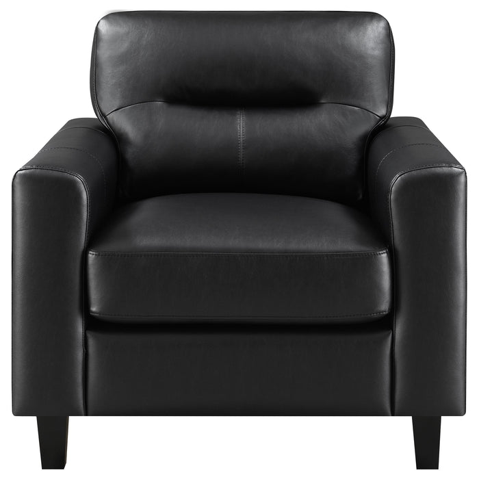 Scotland Faux Leather Upholstered Track Arm Chair Black
