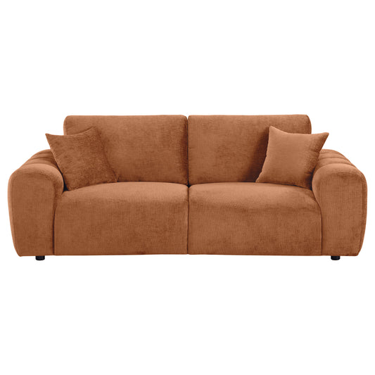 Burnett Chenille Upholstered Wide Arm Sofa Burnt Orange
