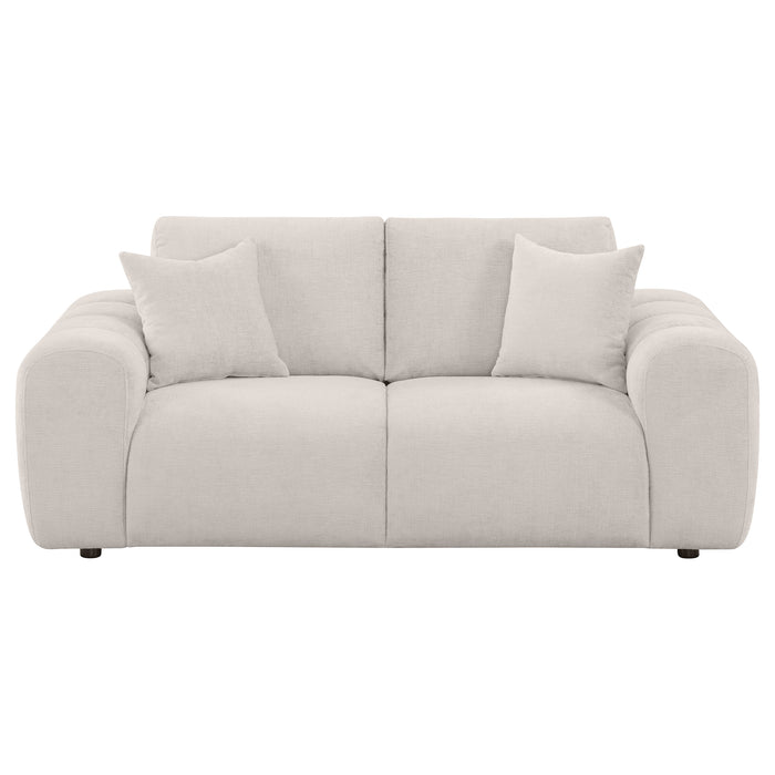 Burnett Chenille Upholstered Wide Arm Loveseat Ivory