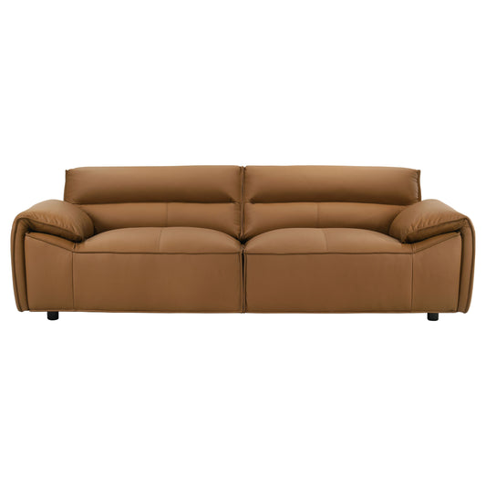 Buxton Top Grain Leather Upholstered Sofa Orange