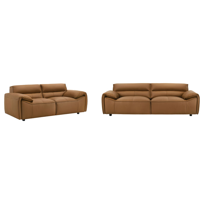 Buxton 2-piece Leather Upholstered Sofa Set Orange