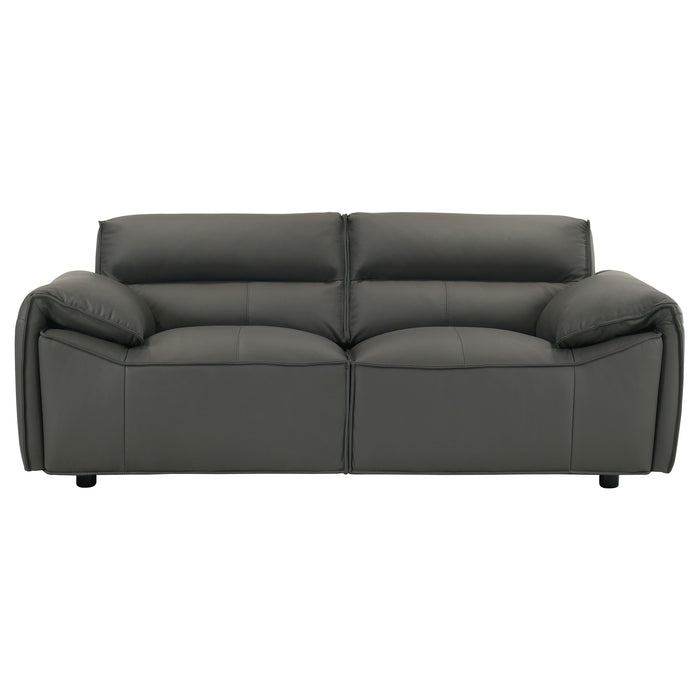 Buxton Top Grain Leather Upholstered Loveseat Graphite