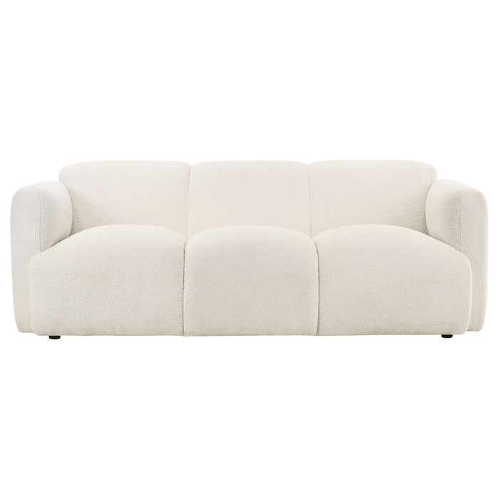 Dorset 2-piece Upholstered Round Track Arm Sofa Set White