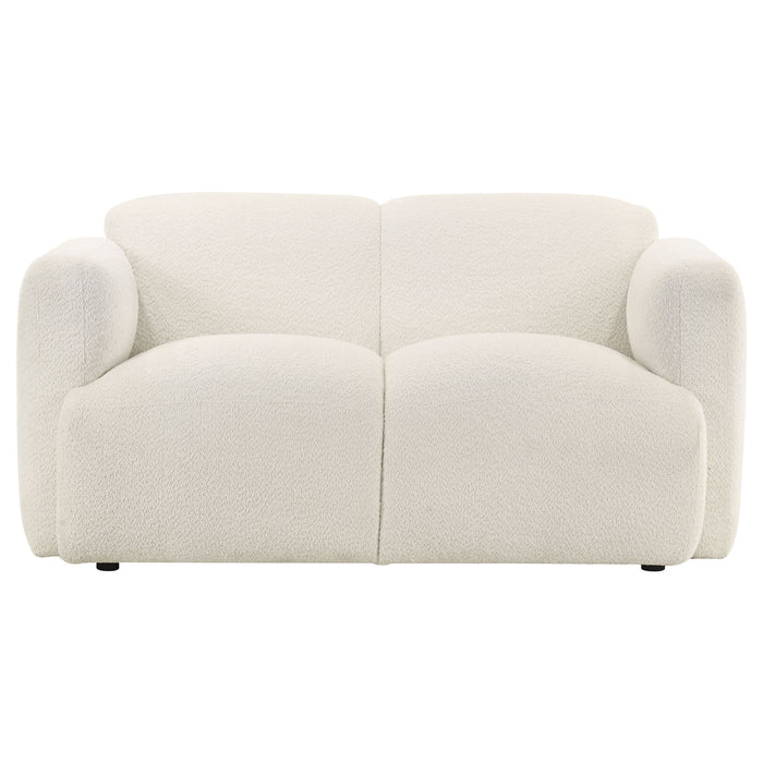Dorset Fabric Upholstered Round Track Arm Loveseat White