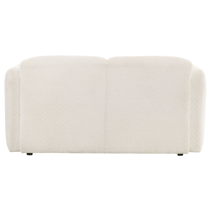 Dorset Fabric Upholstered Round Track Arm Loveseat White