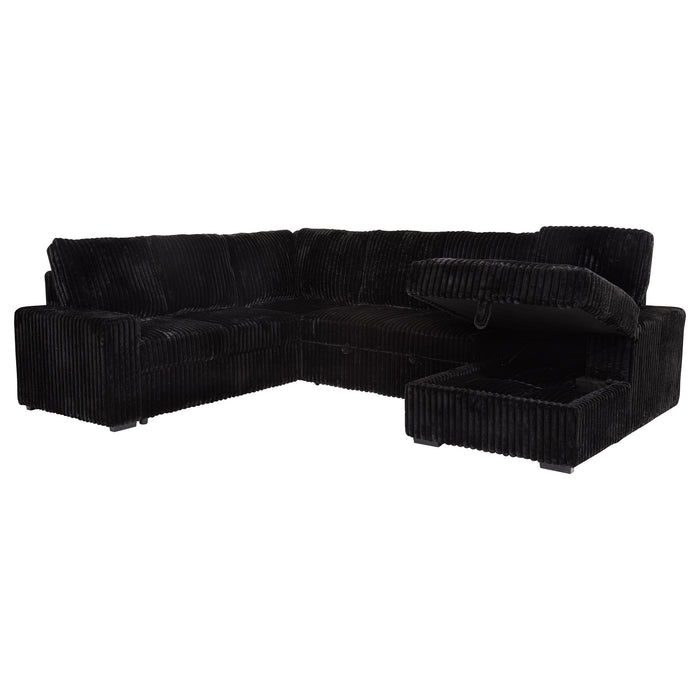 Devonshire Sleeper Sectional Sofa Storage Chaise Black