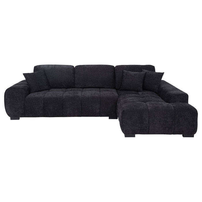 Octavia Upholstered Sectional Chaise Sofa Black